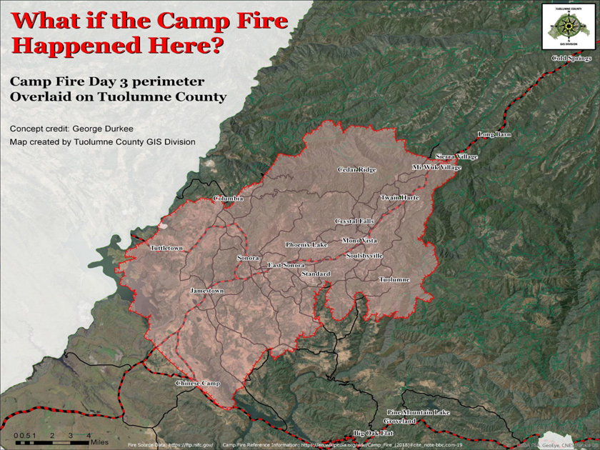 Community Wildlife Protection Fund wildfire map Tuolumne County