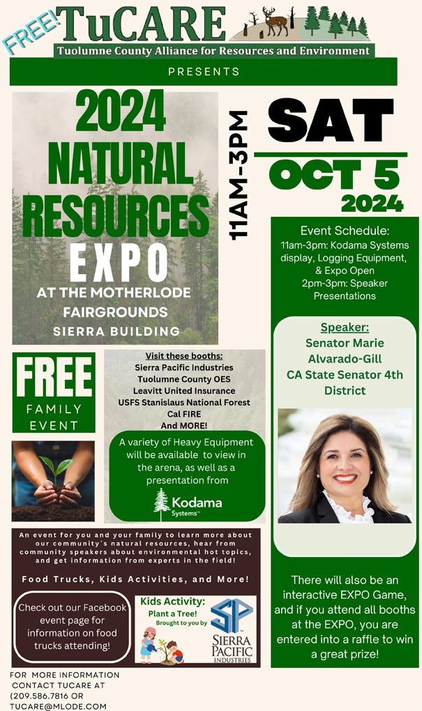 TuCare 2024 Natural Resources Expo Flyer - Saturday October 5th at the Mother Lode Fairgrounds